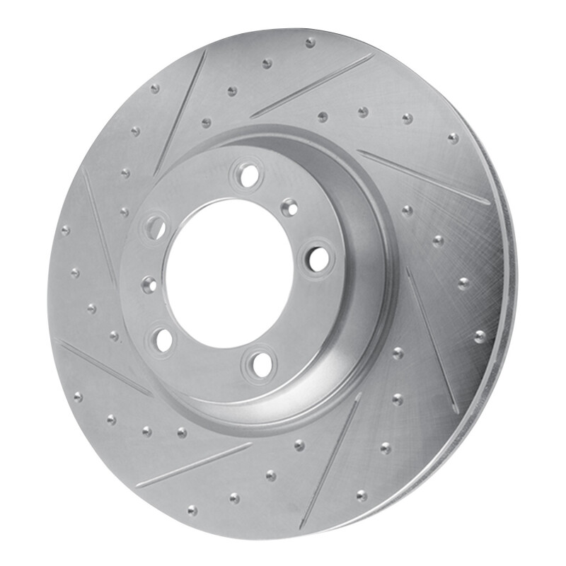 Porsche Panamera Brake Rotor (1) - Left Front - R1 Concepts - Drilled & Slotted - Silver - `17-`23
